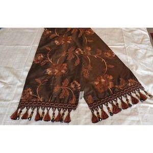 Rodeo Home Table Runner Polyester 14" X‎ 72" Tassled Beaded Embroidered Brown